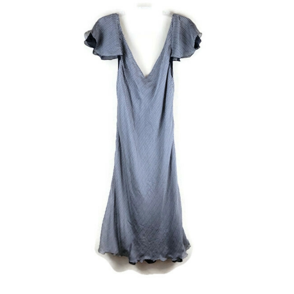 Anne Klein Dress Womens 8 Navy/White Flutter Sleeve Popover Dress New